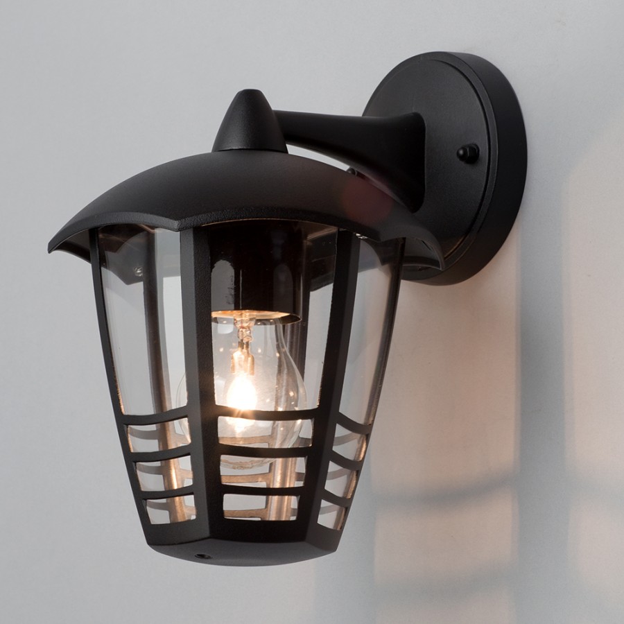 Outdoor Security Black Lantern Die Cast Aluminium Wall Light IP44 ...