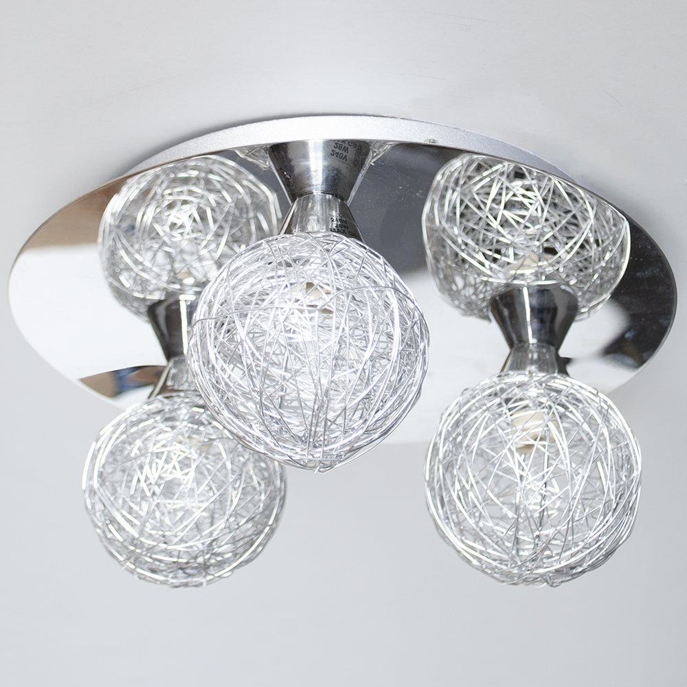 Wire Ball Shaded Flush Mount 3 Light G9 Ceiling Light Chrome